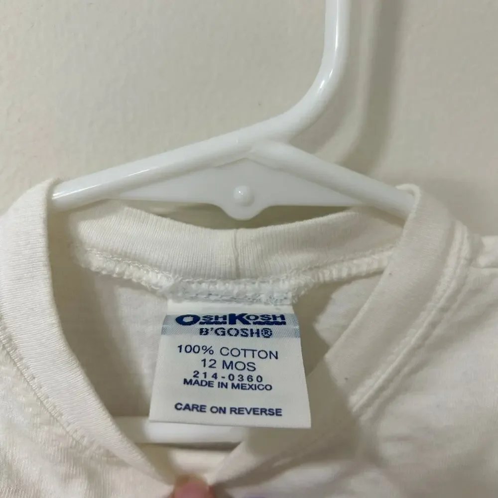Oshkosh Vintage Baby Girls Size 12 Months White Short Sleeve T Shirt Snail Y2K